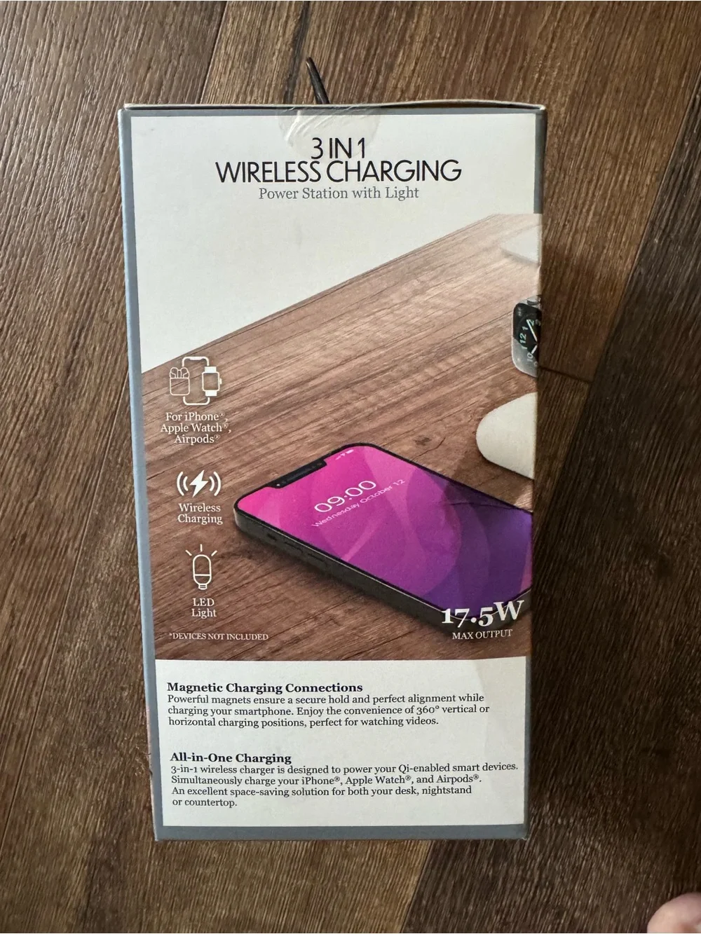 3-in-1 Wireless Charging Power Station with Light - Black